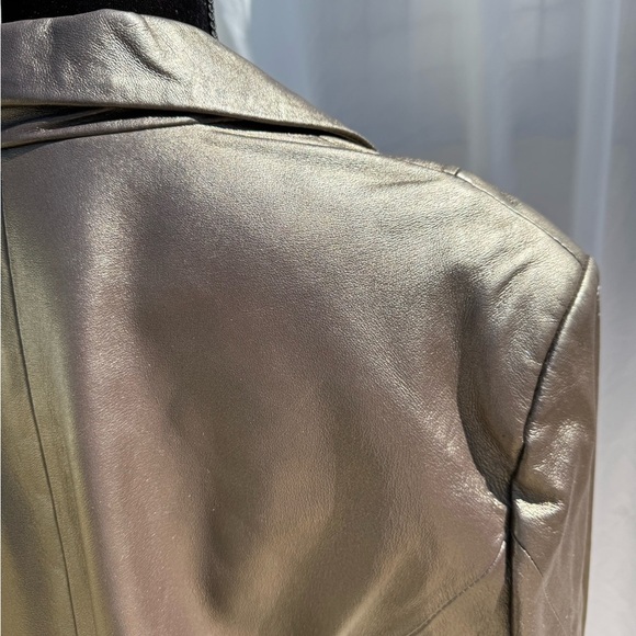 Metallic vintage genuine leather Coat - Picture 3 of 5